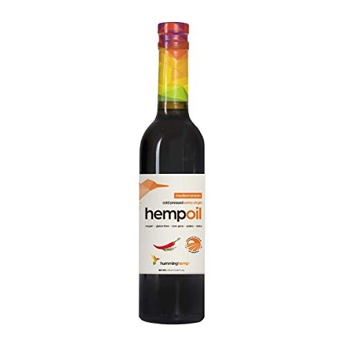 Humming Hemp Mediterranean Hemp Seed Oil - Cold Pressed & Extra Virgin Hemp Oil - Omega 3 & 6 - Natural Oil - Non-GMO, Vegan, Gluten-Free | 12 Fl Oz
