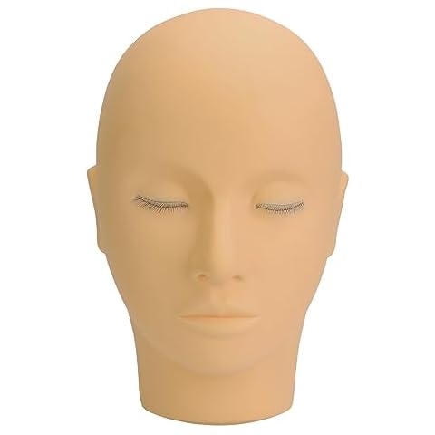 Eyelash Extension Mannequin Head 3 Layer Lashes Makeup Beauty Silicone Practice Training Doll Head for Beauty Salon Training Institutions (light Coffee Color) Cover