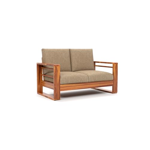 Image of Solid Sheesham Wood 2 Seater Sofa for Living Room | Premium Wooden Sofa Chair | 2 Person Sofa Set for Office & Home Decor (Selen Honey, 2 Seater)
