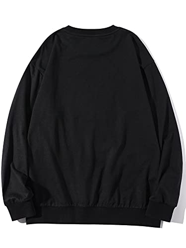 Milumia Men's Crewneck Sweatshirt Sweatshirt Vintage Graphic Hip Hop Sweatshirt Hoodie Black Small #TOP1