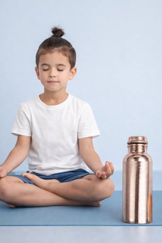 Image of Copper Water Bottle with 2 Glass | 1 Liter Leak Proof Reusable Copper Drinking Bottle | Ayurvedic Copper Bottle for Daily Hydration, Home, Office & Travel