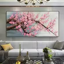 DIHANSM Große, moderne Kirschblüten-Leinwandbilder für die Wohnzimmerdekoration (60 x 120 cm/Galerie-Rahmen)