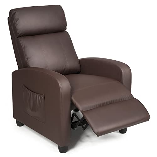 Bestcomfort Recliner Chair With Adjustable Backrest And Footrest, Remote And Side Pocket, Massage Recliner Sofa Wingback Chair Armchair For Living Room Home Theater (Brown) #TOP23