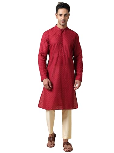 Filori Studio - Men's Pure Cotton Thread Embroidered Long Kurta (Kurta Only)
