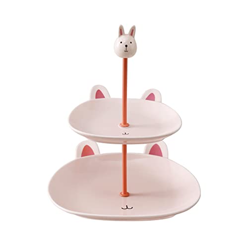 Reuseable 2 Tier Porcelain Cake Cupcake Dessert Stand, Ceramic Bunny Birthday Party Supplies, Anmeish Kids' Party Decorations, Cute Rabbit Party Favors, Bunny Gift For Boys Girls #TOP7