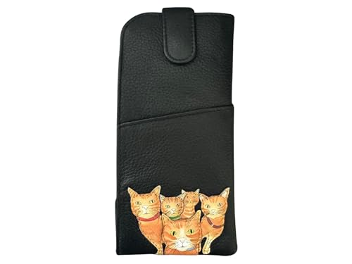 Protégez vos grandes montures des rayures avec l'étui à lunettes large femme Mala Leather chat