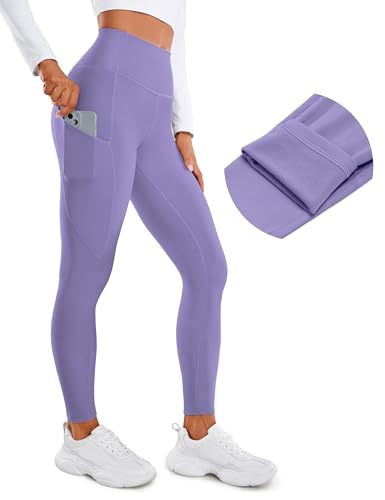Image of CRZ YOGA Fleece Thermal Leggings Pockets 28'' | Casual, Full Length, Winter, Warm, for Women
