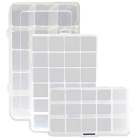 LOYONAL Bead Storage Box Compartments - Craft Storage Box With Dividers - Detachable Small Plastic Compartment Box Cover