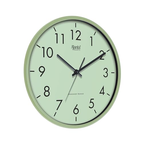 Image of Ajanta 12 Inches Silent Sweep Movement Analog Wall Clock for Home and Offices Wall Watch(P.Green), Plastic