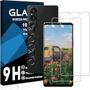 対応 xperia 1 vi ガラスフィルム【2枚液晶フィルム+2枚レンズフィルム】 Xperia1 VI SO-51E / SOG13 ガラスフィルム + レンズフィルム 指紋認証 硬度9H 耐衝撃 飛散防止 貼り付け簡単 自動吸着 気泡ゼロ 指紋防止