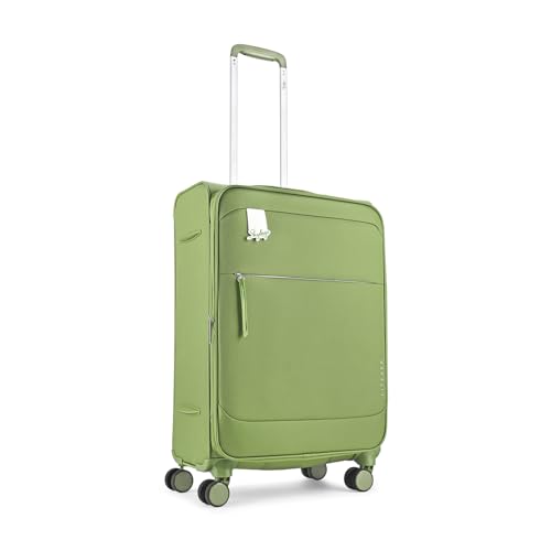 Image of Skybags Liteaer Check-in Trolley Bag - Medium, 69cms | Premium Soft-Sided Luggage for Travel with Smooth 8 Wheels & TSA Lock - Olive
