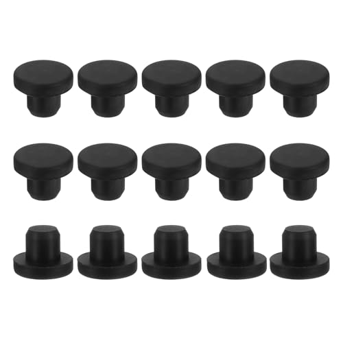 Image of uxcell 15Pcs Silicone Hole Plug, Waterproof Solid T-Shaped Rubber Stoppers Bottle Seal Tube Pipe Plug End Cap for 11mm /0.43 inch Hole for Bathtub Bottle, 0.39 inch Plug Height, Black