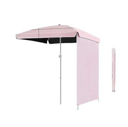 TIMDU 長方形 ガーデンパラソル、除け 雨除け UVカット高さ調節可能小型 風に強い 折りたたみ 軽量 ビーチパラソル 日除け 断熱 庭 テラス屋根 プール アウトドア デッキ カフェ 商業利用 日傘 (アイスピンク,防風性のある防水底)