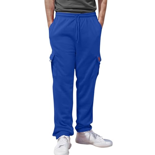 Sweat Pants for Mens, Plus Size Drawstring Elastic Waist Joggers with Pockets, Open Bottom Athletic Cargo Sweatpants2