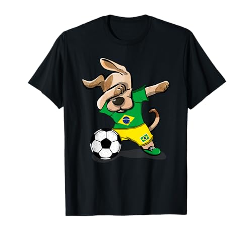 Dabbing Dog Brésil Fans Maillot de Football brésilien T-Shirt