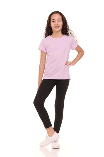 Image of Pink Angel Girls' 8-Pack Cotton T-Shirts - Crew Neck Short Sleeve Tees, Solid Color Multipack, Sizes 4-16