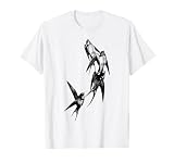 Vintage T Shirt Retro Shirt   Schwalben Tattoo T Shirt   Unisex   Blau   S   Kurzarm   Urban Street Art   Party   Alle Jahreszeiten   100% Baumwolle