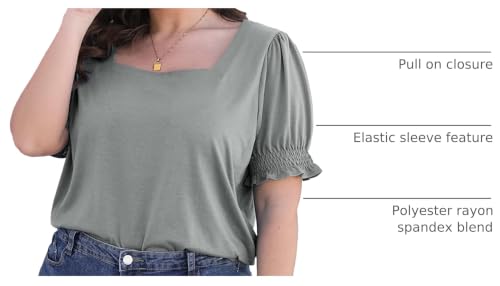Image of WIHOLL Tops for Women Summer Casual Ruffle Trim Sleeve Square Neck T Shirts