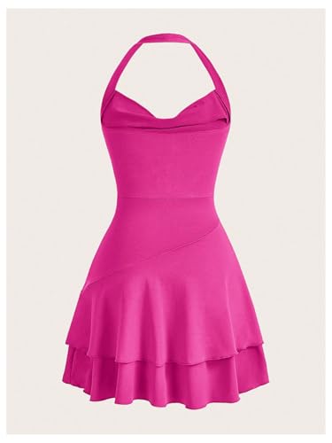Image of SOLY HUX Cute Halter Mini Dresses for Women Summer Sexy Club Party Backless Short Sundress