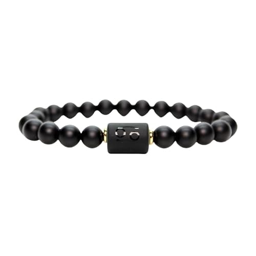 WSPEMLFP Pulsera Chakras, Pulseras De Cristal De Piedra Obsidiana Natural, Pulsera De Yoga Reiki De 12 Constelaciones De Cáncer, Regalos Para Parejas Para Mujeres Y Hombres