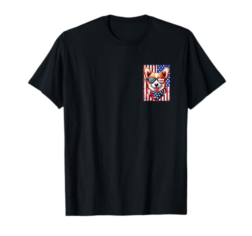 Linda camiseta patriótica con logotipo de Corgi con logotipo de la bandera estadounidense Camiseta