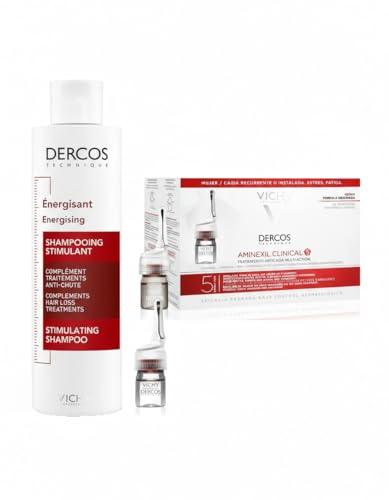 Kit Vichy Dercos, Shampoo Energizzante,200 ml + Vichy Dercos Aminexil, anticaduta, 42 x 6 ml