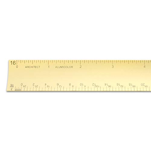 Image of Alumicolor Aluminum Architect Hollow Scale for School, Office, Art and Drafting, 12IN, Gold