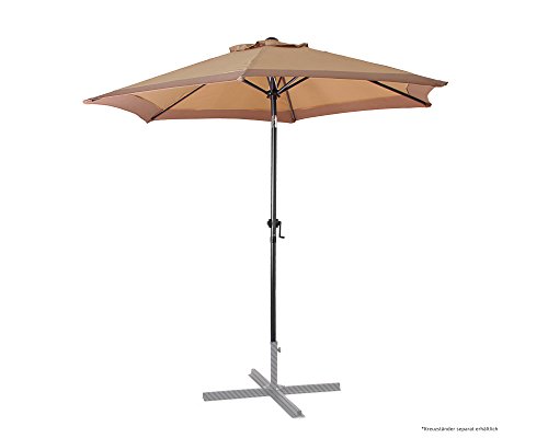 Ondis24 Marktschirm 2,5 Meter Sonnenschutz Sonnenschirm 250 cm rund mit Kurbel, Knick-Gelenk, UV 50, zweifarbig (Braun)