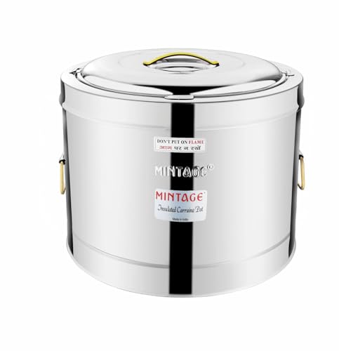 Mintage Sambar Pot Stainless Steel 25 Liters | Hot Pot with Lid | Casserole for Cooking | Casserole with Side Handles | Canteen & Hotel Casserole Container | Biryani Box Puff Insulated Hot & Cold
