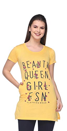 Image of In Love Women's Printed Cotton Plus Size Longline T-Shirt Half Sleeve with Pockets Pack of 2