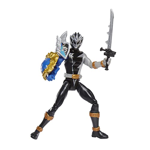 Power Rangers Dino Fury - F4497 - Figurine articulée 15cm + Accessoires - Ranger Noir avec Manche Bouclier