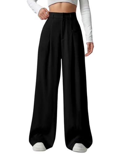 Image of GRECIILOOKS Trousers for Woman | Womens High Rise High Waist Flared Korean Style | Formal Pant for Women Office Wear| Track Pants for Womans Elegant for College & Events (Available in Plus Size)