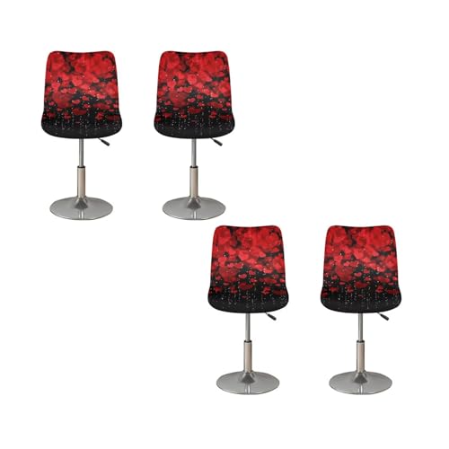 Image of Bar Stool Chair Cover 2 Pack Barstool Slipcovers Counter Stool Chairs Covers with Waterproof Seat Pad Bar Seat Cover with Elastic Bottom,Red Heart