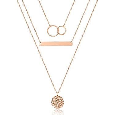 AMAZON - Turandoss Layered Rose Gold Necklaces for Women, 14K Rose Gold Layered Rose Gold Necklace Multi Layered Necklaces for Women Rose Gold Infinity Necklace for Women Rose Gold Jewelry