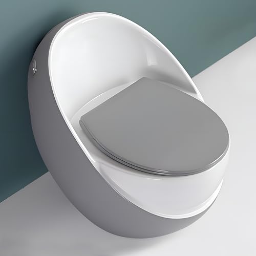 Image of Plantex Imported Ceramic Commode /Rimless 2D Siphonic Flush Western Toilet /Bathroom Commode with Soft Closing Toilet Seat Cover - S Trap (White & Grey)