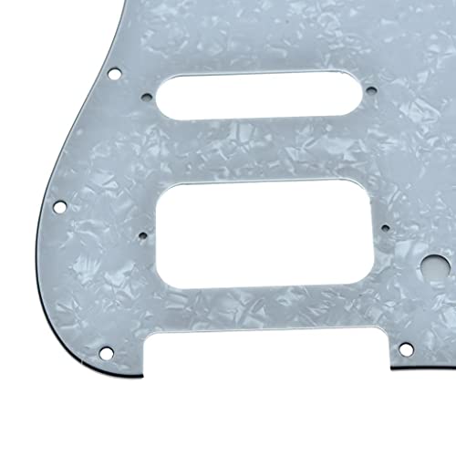 Image of Dopro 11-Hole Strat HSS Guitar Pickguard 2-Screw Humbucking Pickup Mount Fits American Fender Stratocaster White Pearl