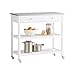 Produktbild SoBuy® FKW47-W Küchenwagen mit Edelstahlplatte Servierwagen Küchenregal mit 4 Rollen Flurschrank Sideboard Beistelltisch mit 2 Schubladen und 2 Ablagen 100x45x92cm