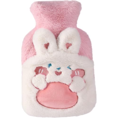 Bolsa de agua caliente rosa rellenable y funda de felpa para dolores de espalda