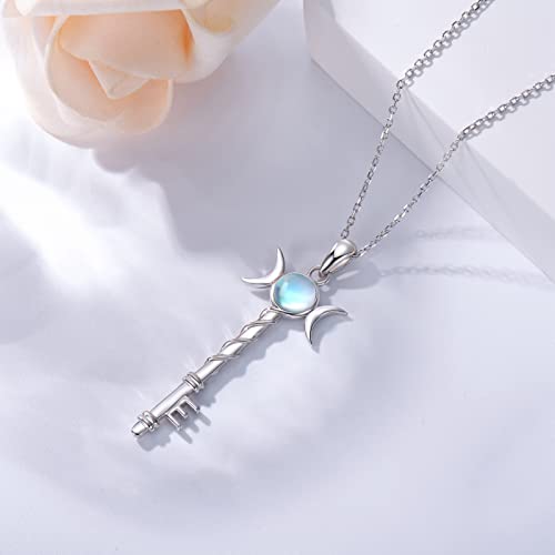 Peireara Triple Moon Goddess Necklace For Women 925 Sterling Silver Moonstone Triple Goddess Pendant Necklace Pagan Wiccan Magic Amulet Jewelry Gifts For Women Girls #TOP3