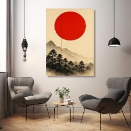 Peinture de forêt japonaise et impression artistique grand format pour salon contemporain