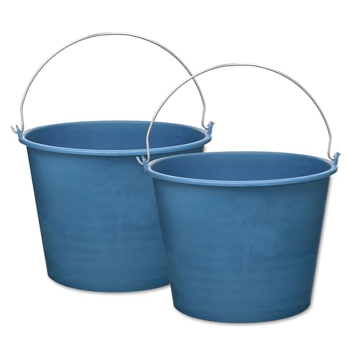 PACK de 2 cubos engomados de plástico reciclado (Azul) (6 litros)