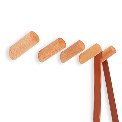 DaizySight Patere Murale Bois, 5 Pièces Porte Manteau Mural pour Suspendre Manteaux écharpes, Sacs à Main et Autres, Naturel Cover