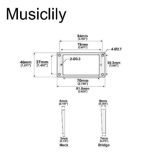 Musiclily Pro Plastic Flat Bottom Humbucker Pickup Mounting Rings Set for Electric Guitar Cream, 91.8mm x 46mm (Outside) - Image 2