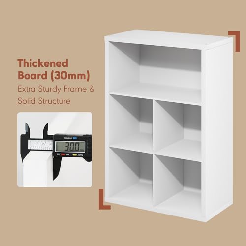 Image of Furinno Cubicle Record Player Stand, 5-Cube Vinyl Record Storage, White | Vinyl Storage, 1.2 inchInch Extra Thick, Closed Back Media Shelf for CD DVD Bluray Game Disc, for Living Room, Home Office