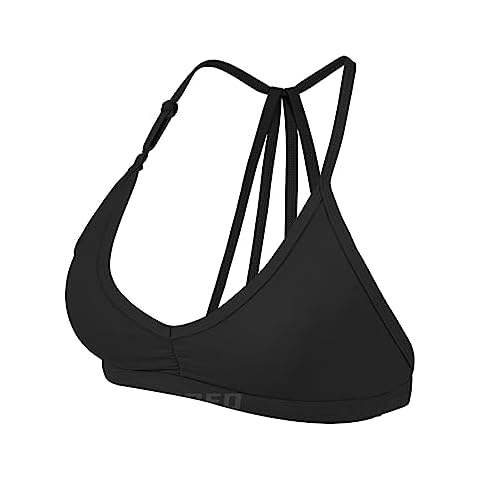 YEOREO Workout Sports Bras for Women Padded Backless Gym Bra Lorelie Light Impact Strappy Criss Cross Yoga Crop Top Black XS Cover