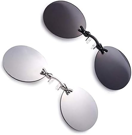 PLOPLO 2 Pack Retro Round Clip On Nose glasses Matrix Morpheus Movie rimless sunglasses