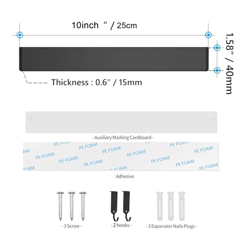 Tysonir 10 Inch Stainless Steel Magnetic Knife Holder for Wall,Strong and Secure Magnetic Knife Rack for Metal Kitchen Utensils, Wall or Fridge Holder Tool Holder,Black - Image 3