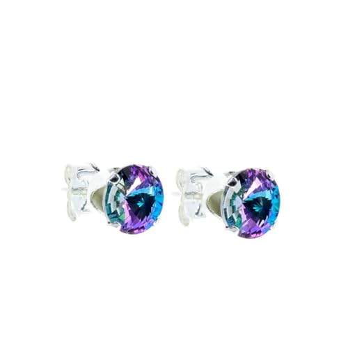 pewterhooter® London Collection - Women's Luxury Sterling Silver stud earrings made with sparkling crystal. Gift Box.