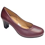 Ariadna Sánchez Zapatos de Salón Mujer Cómodos 24 horas Gaia, para Azafatas y Trabajo. Calzado de Piel Fabricados en España, Tacón Alto (Burdeos, Sistema tallas calzado EU, Adulto, Números, Ancho, 39)