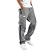 Men Joggers Pants Casual Straight Leg Elastic Waist Drawstring Men Cargo Pants Relaxed Fit Fashion Plain Athletic Tactical Trousers Plus Size Foot Rope Work Pant with Multi Pockets Light Gray XL